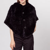knitted mink fur cape mini shawl with hood 210721