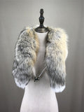 natural fox fur scarf 2023 furry classic Drawstring  fox tail