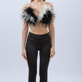 natural ostrich feather bra with diamond shoulder strap 2023 sexy fluffy free shipping