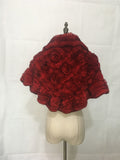 knitted rex rabbit fur shawl cape with rose flower falbala for dinner party - LVCOMEFF