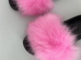 faux fur pink color slippers sandals 2023 y2k furry pink blue purple color - LVCOMEFF