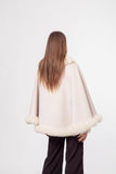 100% content wool coat  shawl with fox hair collar 210730
