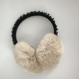 real rex rabbit earmuffs 2023 furry earflap ear warmer - LVCOMEFF