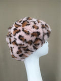 real rabbit fur rex rabbit fur beret hat with Leopard print and Polka dots 2023