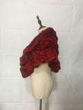 knitted rex rabbit fur shawl cape with rose flower falbala for dinner party - LVCOMEFF