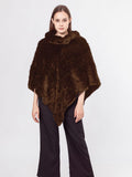knitted mink fur pullover poncho 210722