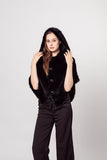 knitted mink fur cape mini shawl with hood 210721