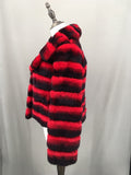 Real rex rabbit fur coat with lapel chinchilla 220606 red stripe 2023 crop top - LVCOMEFF