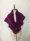 knitted rex rabbit fur shawl cape with rose flower falbala for dinner party - LVCOMEFF