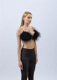 natural ostrich feather bra with diamond shoulder strap 2023 sexy fluffy free shipping