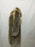 red fox fur stripe coat with hat 210734