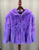 real rex rabbit coat with hood woman casual 2023 Autumn winter coat furry - LVCOMEFF