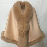 100% content wool coat  shawl with fox hair collar 210730