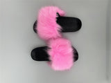 faux fur pink color slippers sandals 2023 y2k furry pink blue purple color - LVCOMEFF