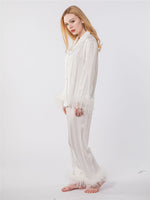 LVCOMEFF real ostrich fur pajamas set free shipping  210706-7