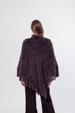 LVCOMEFF natural knitted mink fur poncho pullover with zipper with tassels  210718