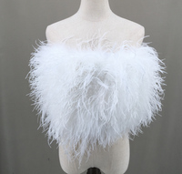 women ostrich feather tube top strapless Bandeau party Cami Vest tank top furry free shipping