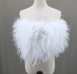 women ostrich feather tube top strapless Bandeau party Cami Vest tank top furry free shipping