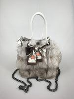 real fox fur  handbag with  bowknot beautiful luxurious  hot selling 2023 free shipping