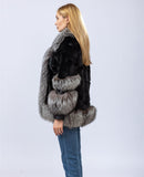 natural mink coat with silver fox collar front cuffs furry  2023 Autumn winter free shipping
