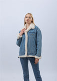 Denim coat with real Rex rabbit fur lining full pelt thick warm fur 2023 free shipping