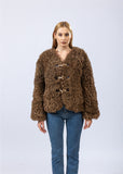 real lamb fur coat furry elegant 2023 Autumn Winter woman free shipping