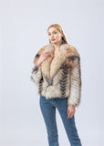 natural fox fur coat stripe multicolor silver fox blue gold 2023 autumn winter free shipping