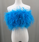 women ostrich feather tube top strapless Bandeau Cami Vest tank top furry free shipping