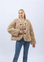 real lamb fur coat furry elegant 2023 Autumn Winter woman free shipping