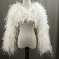 ostrich feather short crop jacket coat for party  shawl cape long sleeve 2023 free shipping
