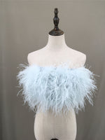 women ostrich feather tube top strapless Bandeau Cami Vest tank top furry free shipping