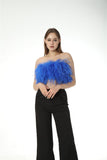 women ostrich feather tube top strapless Bandeau Cami Vest tank top furry free shipping