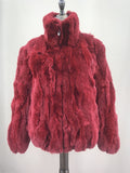 real rex rabbit coat casual 2023 coat fluffy with high collar pink purple green free shipping