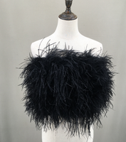 women ostrich feather tube top strapless Bandeau party Cami Vest tank top furry free shipping