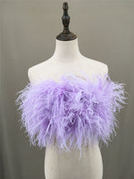 women ostrich feather tube top strapless Bandeau Cami Vest tank top furry free shipping