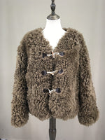 real lamb fur coat furry elegant 2023 Autumn Winter woman free shipping