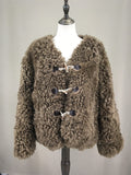real lamb fur coat furry elegant 2023 Autumn Winter woman free shipping