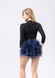 ostrich feather hot pants shorts mini furry  free shipping