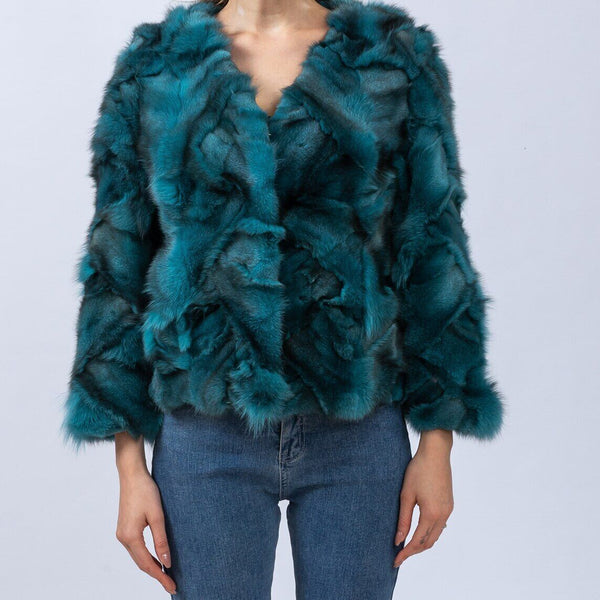 natural fox fur coat woman elegant casual  2023 Autumn winter blue green color free shipping