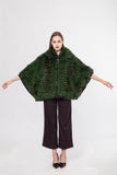 LVCOMEFF natural silver fox fur shawl cape with cuffs  210727