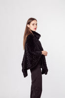 LVCOMEFF natural knitted mink fur shawl cape 210723