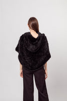 LVCOMEFF natural knitted mink fur shawl cape with hood 210721