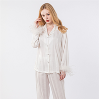 LVCOMEFF real ostrich fur pajamas set free shipping  210706-7