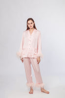 LVCOMEFF real ostrich fur pajamas set free shipping  210706-7