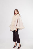 LVCOMEFF wool shawl cape wiith fox fur collar trimming 210730