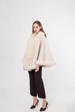 LVCOMEFF wool shawl cape wiith fox fur collar trimming 210730