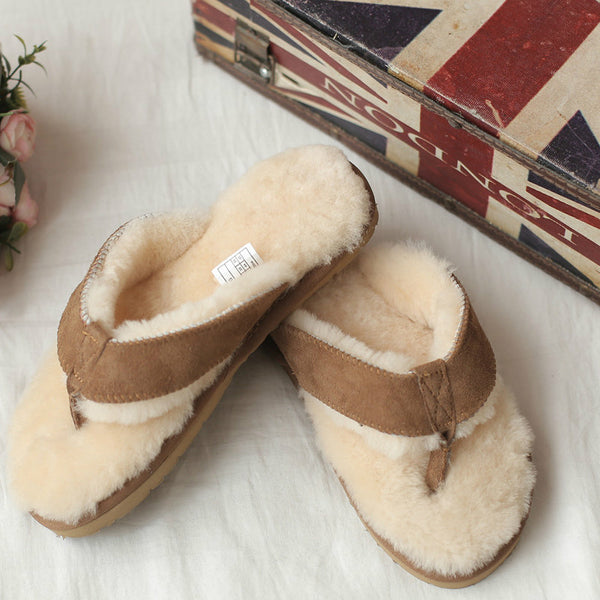 real  sheep fur one fur flip-flops slippers slides with fur lined free shipping - eileenhou rabbit fox mink raccoon chinchilla   lady real  fur coat jacket