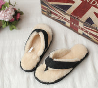 real  sheep fur one fur flip-flops slippers slides with fur lined free shipping - eileenhou rabbit fox mink raccoon chinchilla   lady real  fur coat jacket