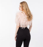 LVCOMEFF real ostrich fur vest bolero free shipping  210706-13