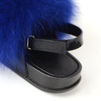 LVCOMEFF  kid girl boy real  fox fur summer sandals with back strap furry handmade free shipping